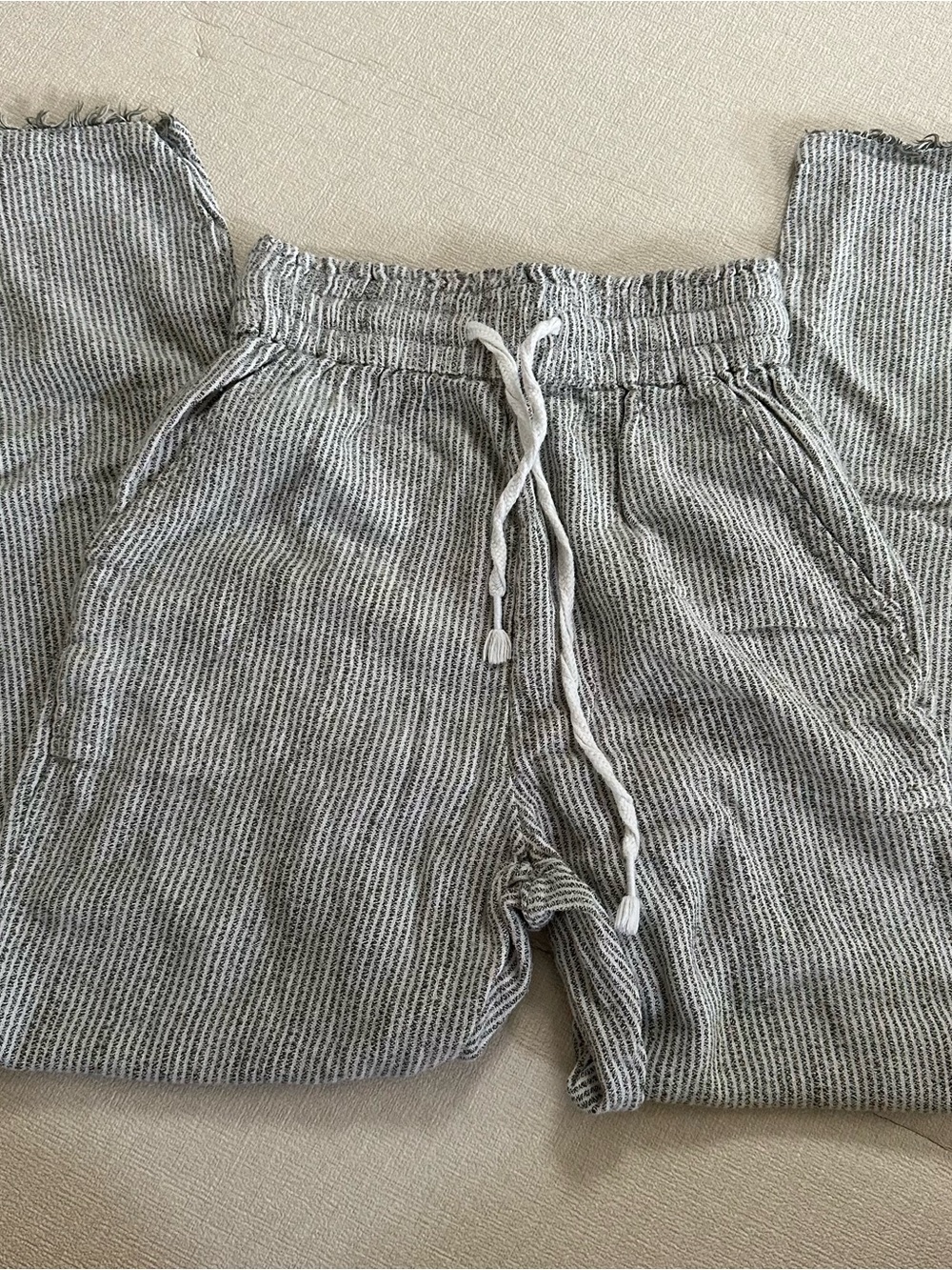 Aerie olive and white striped drawstring pants